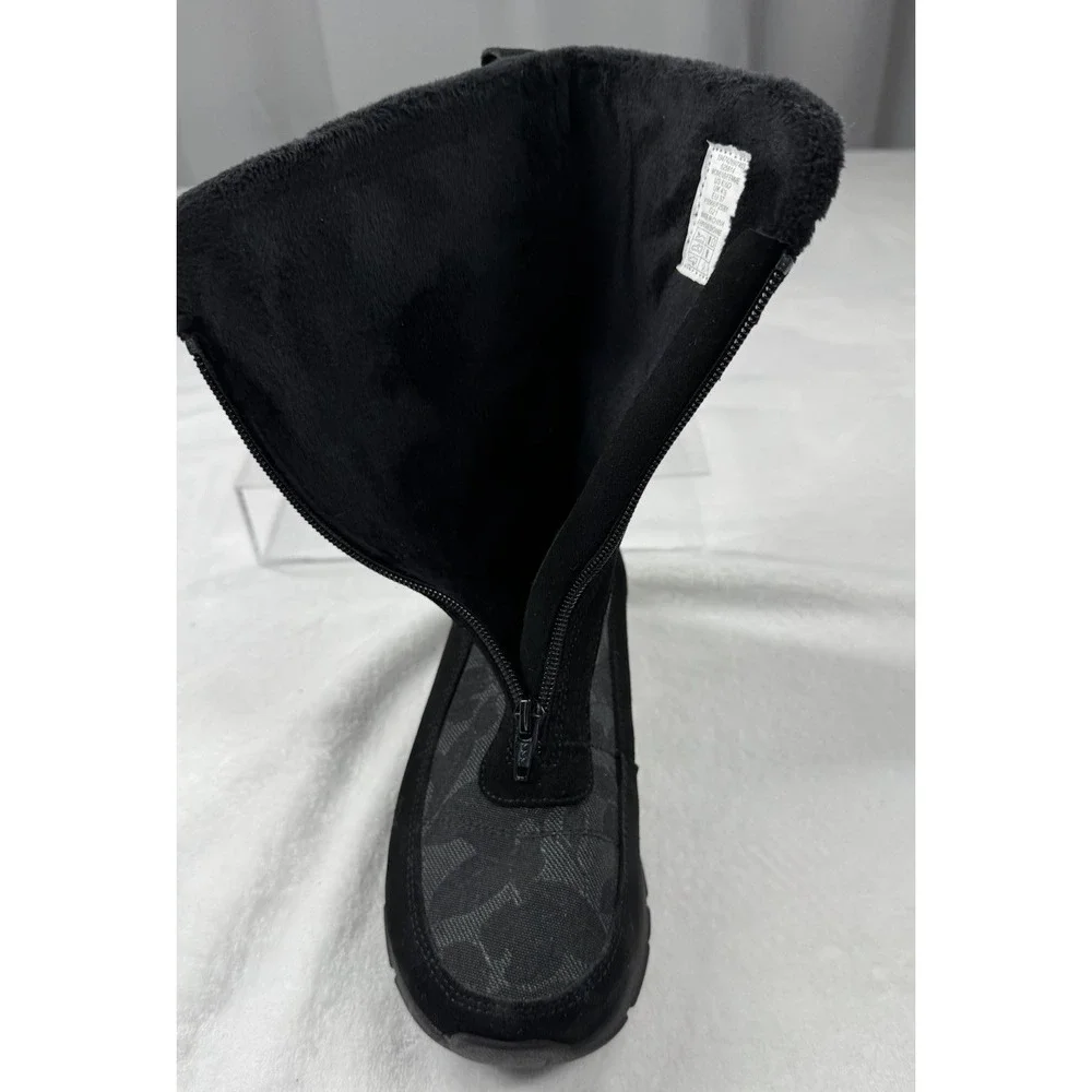 Lands End Thermolite Black Suede & Canvas Fleece Lined Boots‎ Womens Size 6.5